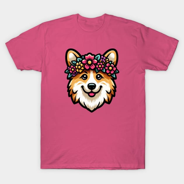 Flower Corgi T-Shirt by WolfeTEES